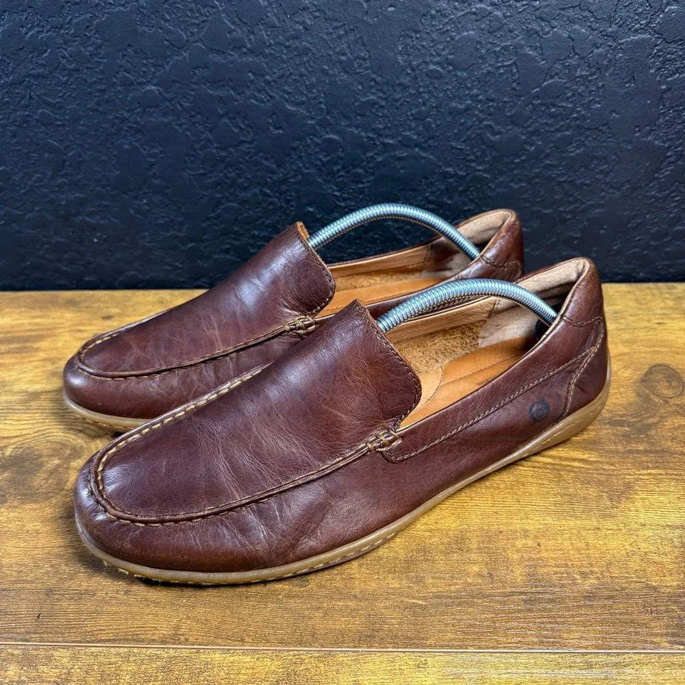 Born Nigel H30916 Brown Leather Slip On Loafers‎ Mens Size 10M